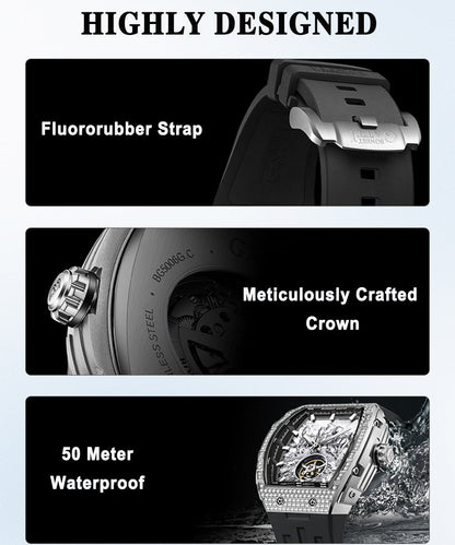 Bonest Gatti Year of the Horse BG5006 – Automatic Skeleton Zircon Bezel - Top G Watches