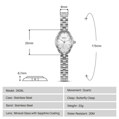 BERNY 2926L Women's Mini Silver Quartz Dress Watch - Top G Watches
