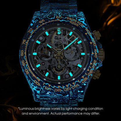 BONEST GATTI BG9014 Carbon Fibre Skeleton Automatic Chronograph Watch
