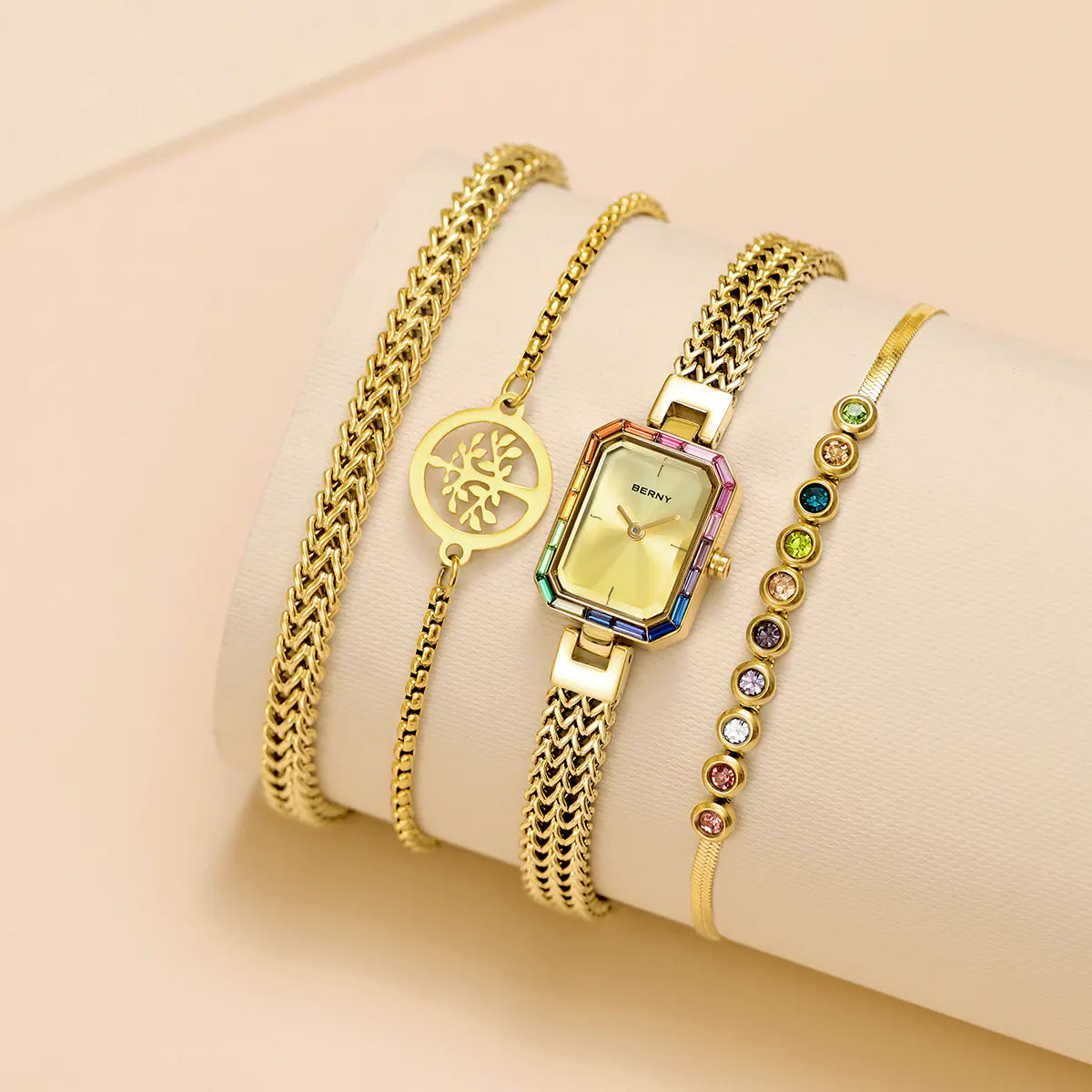 BERNY 2923L Women's Quartz Watch & Matching Bracelet Jewellery Set - Top G Watches
