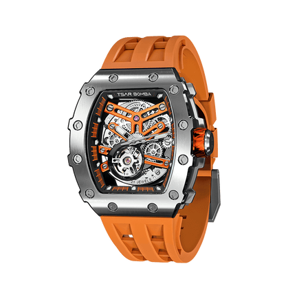 Official TSAR BOMBA Stainless Steel Automatic Skeleton Watch – TB8208A