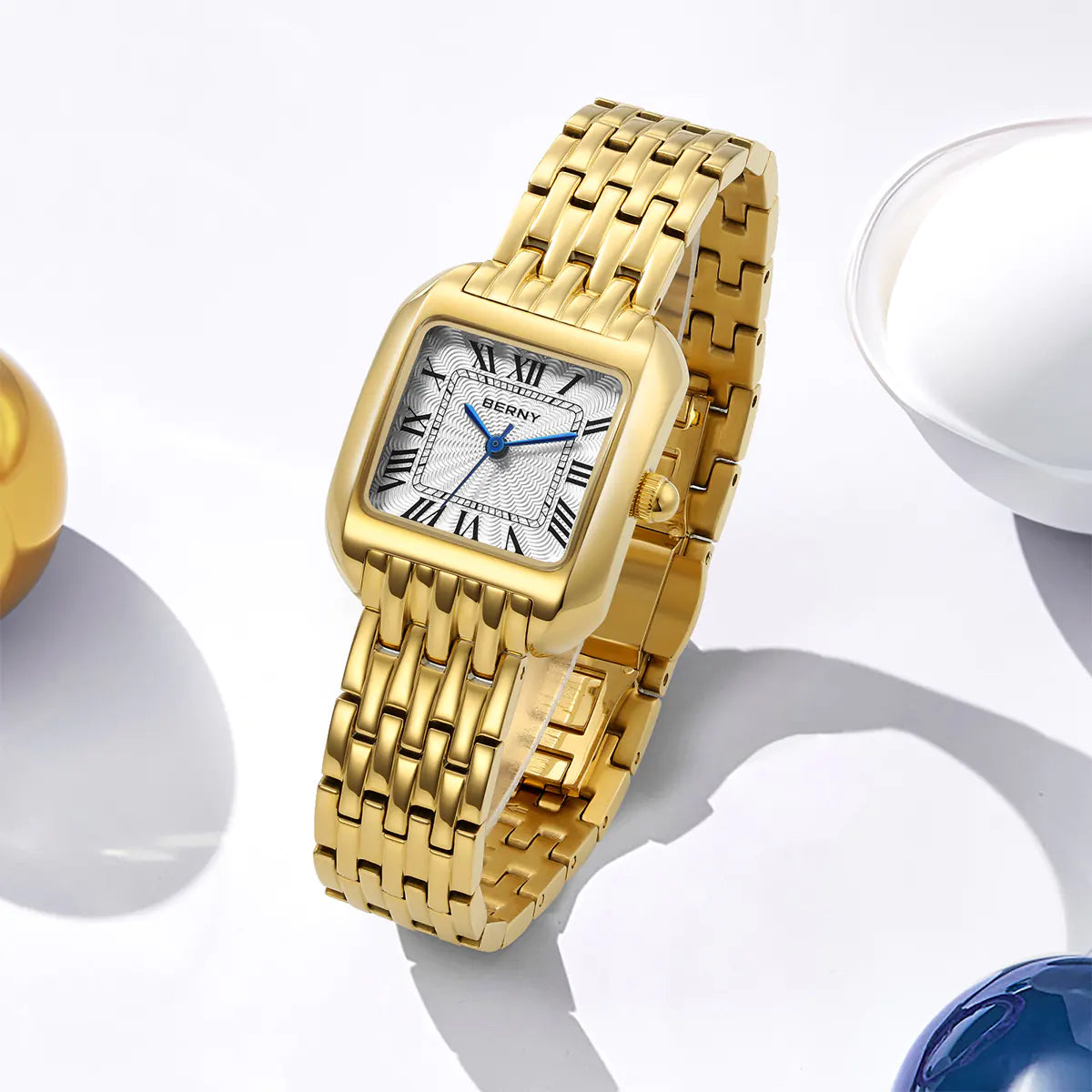 BERNY 2706VLY Women's Gold Square Quartz Dress Watch - Top G Watches