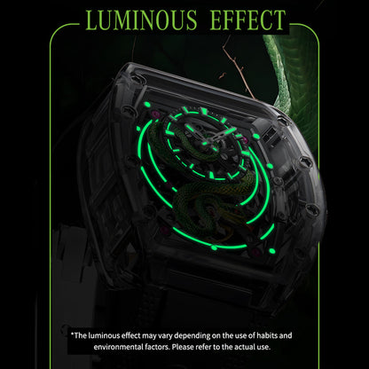 Bonest Gatti BG6004 Transparent Emerald Snake Dial – Skeleton Tonneau Watch - Top G Watches