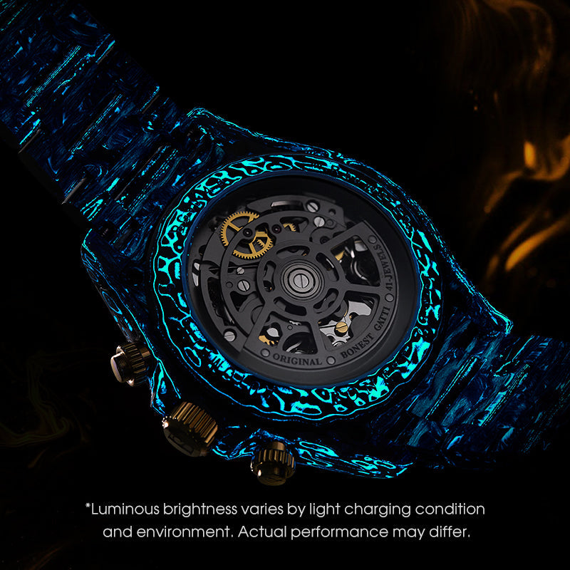 BONEST GATTI BG9014 Carbon Fibre Skeleton Automatic Chronograph Watch