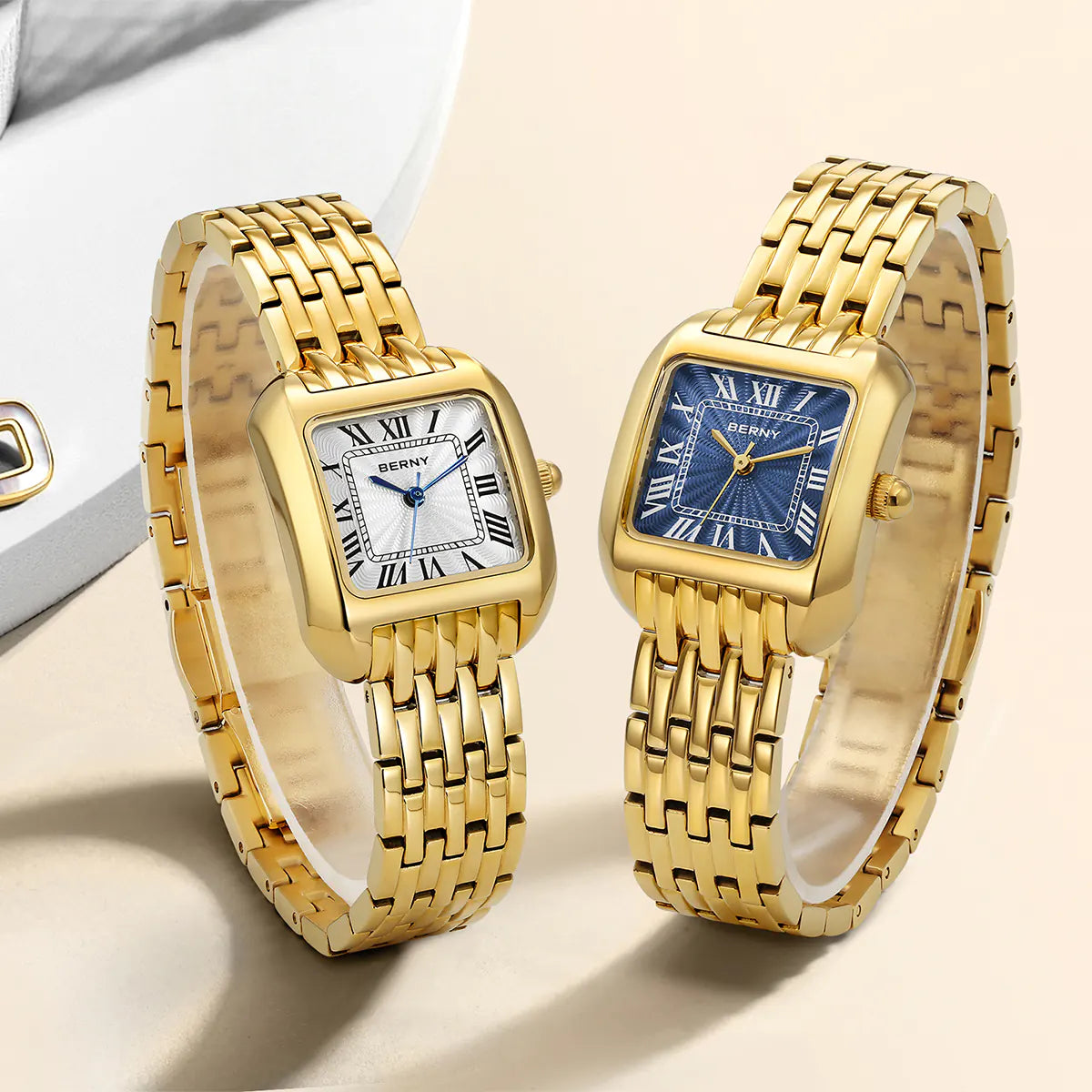 BERNY 2706VLY Women's Gold Square Quartz Dress Watch - Top G Watches