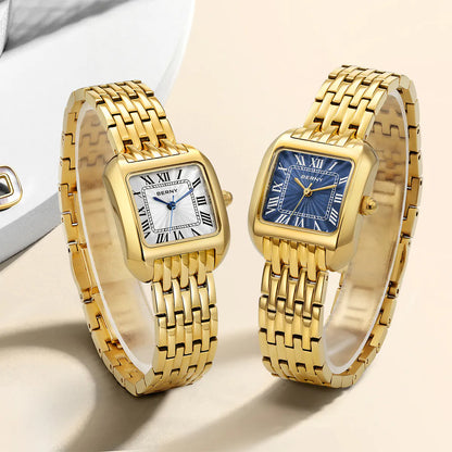 BERNY 2706VLY Women's Gold Square Quartz Dress Watch - Top G Watches