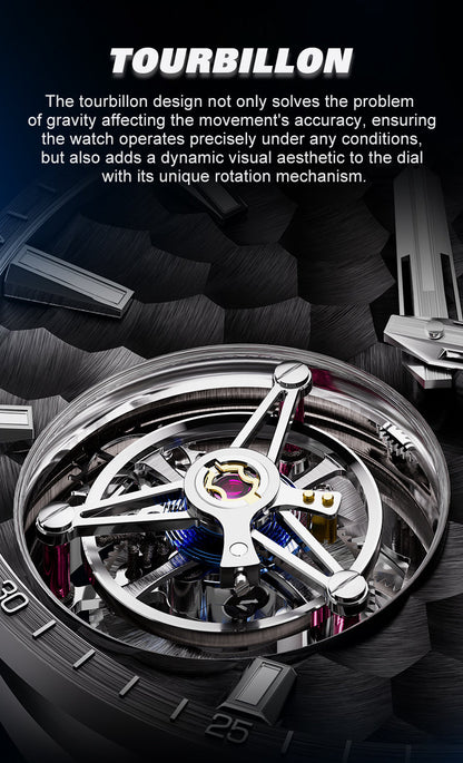 BONEST GATTI Hammer Pattern Automatic Tourbillon Watch Self Wind 80H Power Reserve Sapphire Crystal Luminous Watch BG7005 - Top G Watches