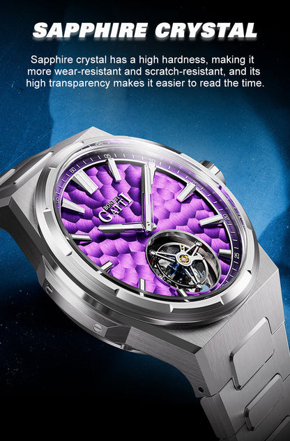 BONEST GATTI Hammer Pattern Automatic Tourbillon Watch Self Wind 80H Power Reserve Sapphire Crystal Luminous Watch BG7005 - Top G Watches