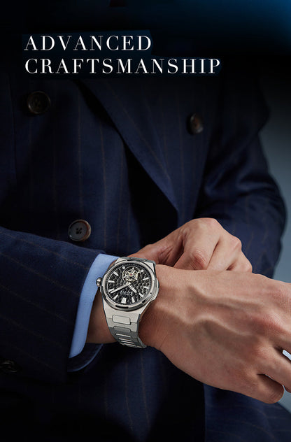 BONEST GATTI Hammer Pattern Automatic Tourbillon Watch Self Wind 80H Power Reserve Sapphire Crystal Luminous Watch BG7005 - Top G Watches