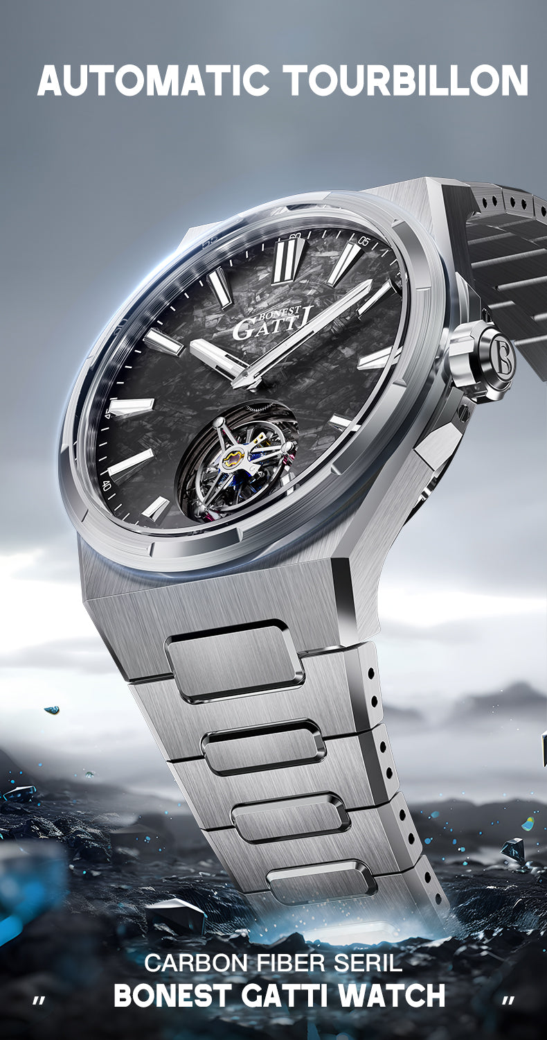 Bonest Gatti BG7006 Carbon Fiber – Luminous Tourbillon Automatic Sapphire Watch - Top G Watches