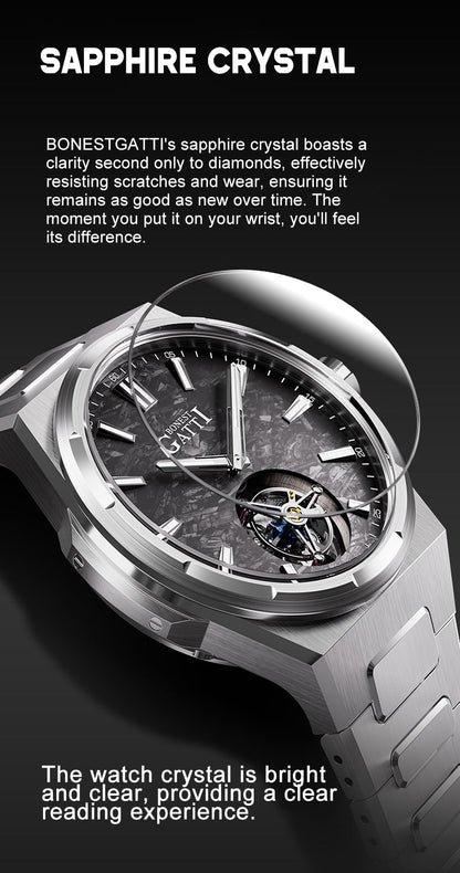Bonest Gatti BG7006 Carbon Fiber – Luminous Tourbillon Automatic Sapphire Watch - Top G Watches