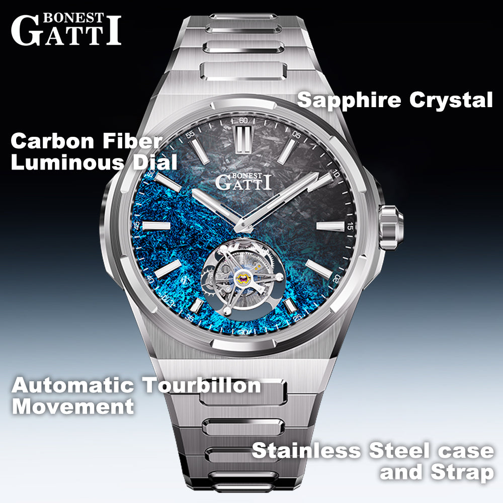 Bonest Gatti BG7006 Carbon Fiber – Luminous Tourbillon Automatic Sapphire Watch - Top G Watches