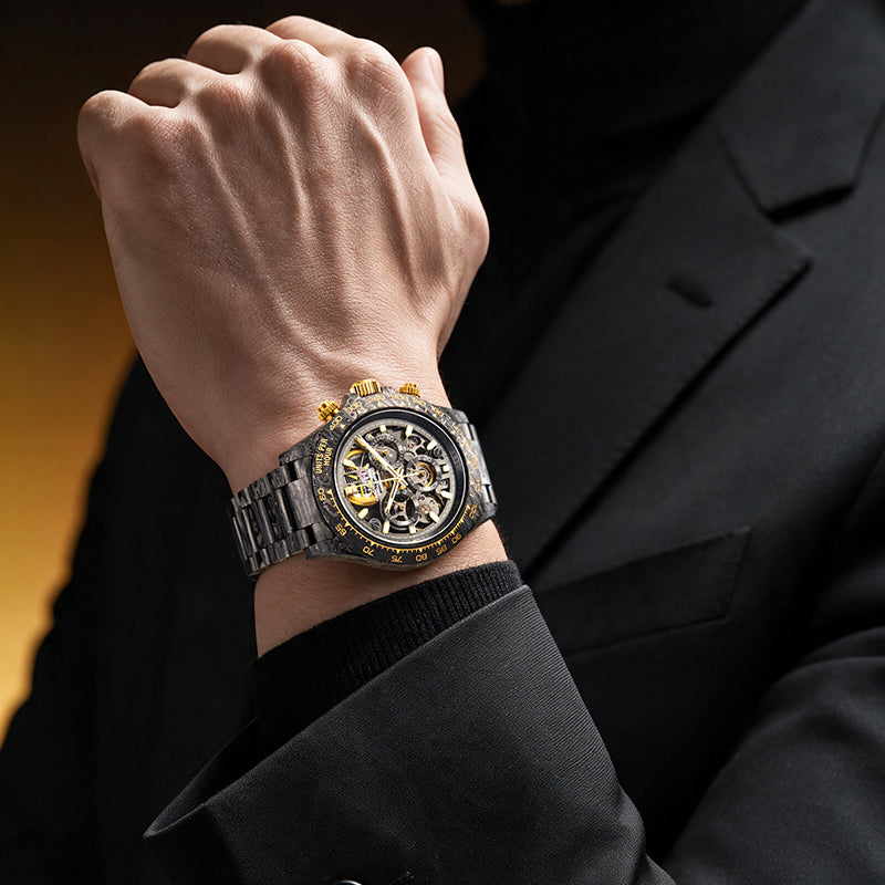 BONEST GATTI BG9014 Carbon Fibre Skeleton Automatic Chronograph Watch