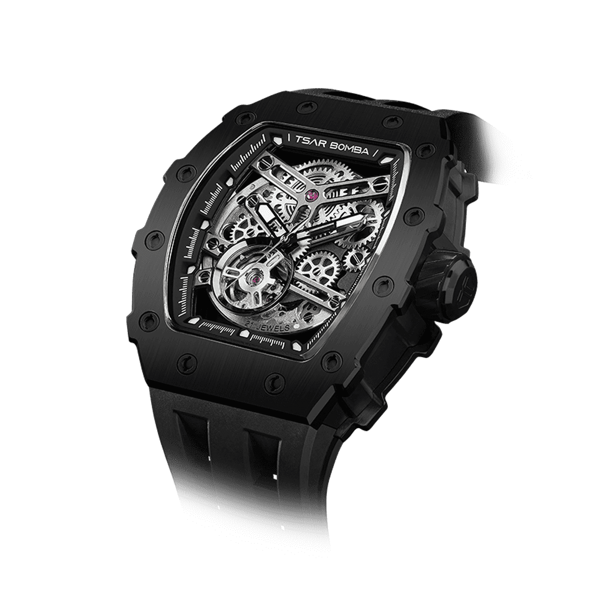 Official TSAR BOMBA Stainless Steel Automatic Skeleton Watch – TB8208A