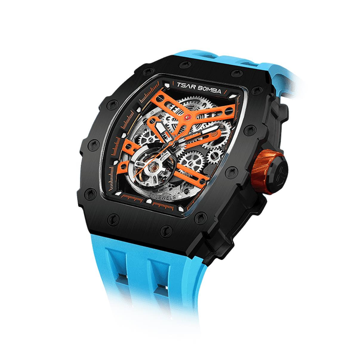 Official TSAR BOMBA Stainless Steel Automatic Skeleton Watch – TB8208A