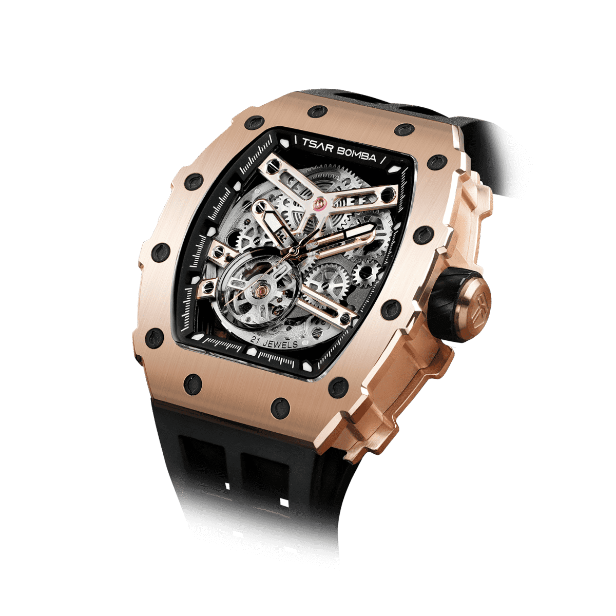 Official TSAR BOMBA Stainless Steel Automatic Skeleton Watch – TB8208A