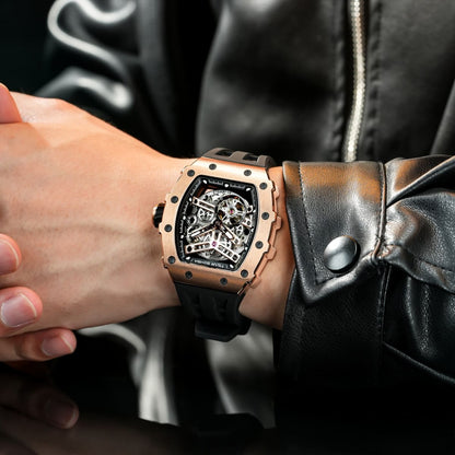 Official TSAR BOMBA Stainless Steel Automatic Skeleton Watch – TB8208A