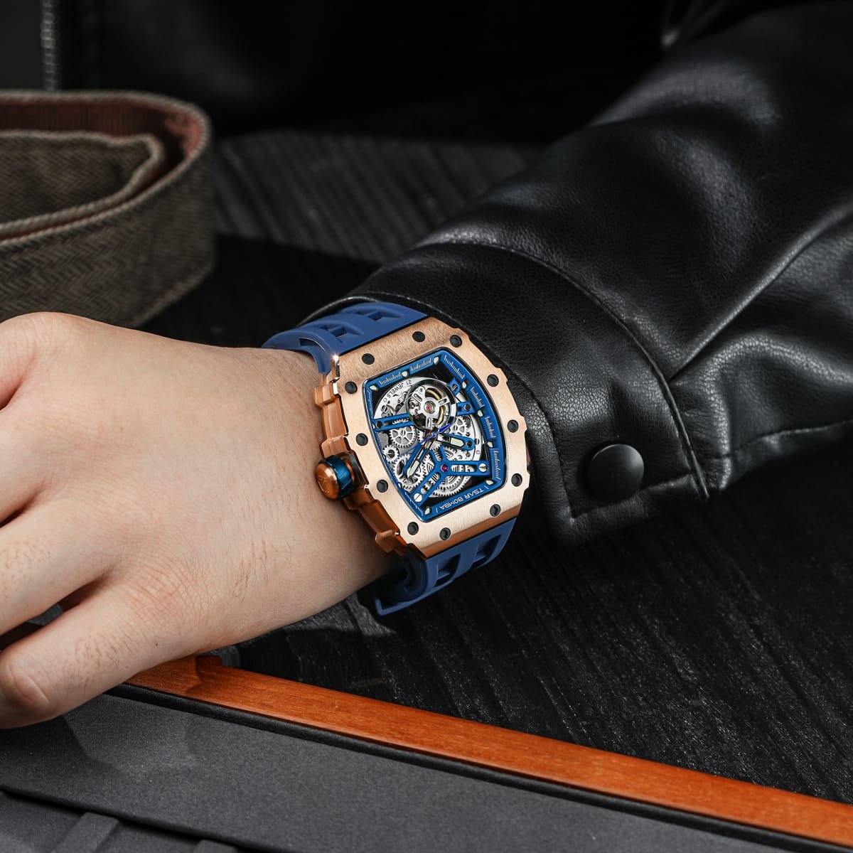 Official TSAR BOMBA Stainless Steel Automatic Skeleton Watch – TB8208A