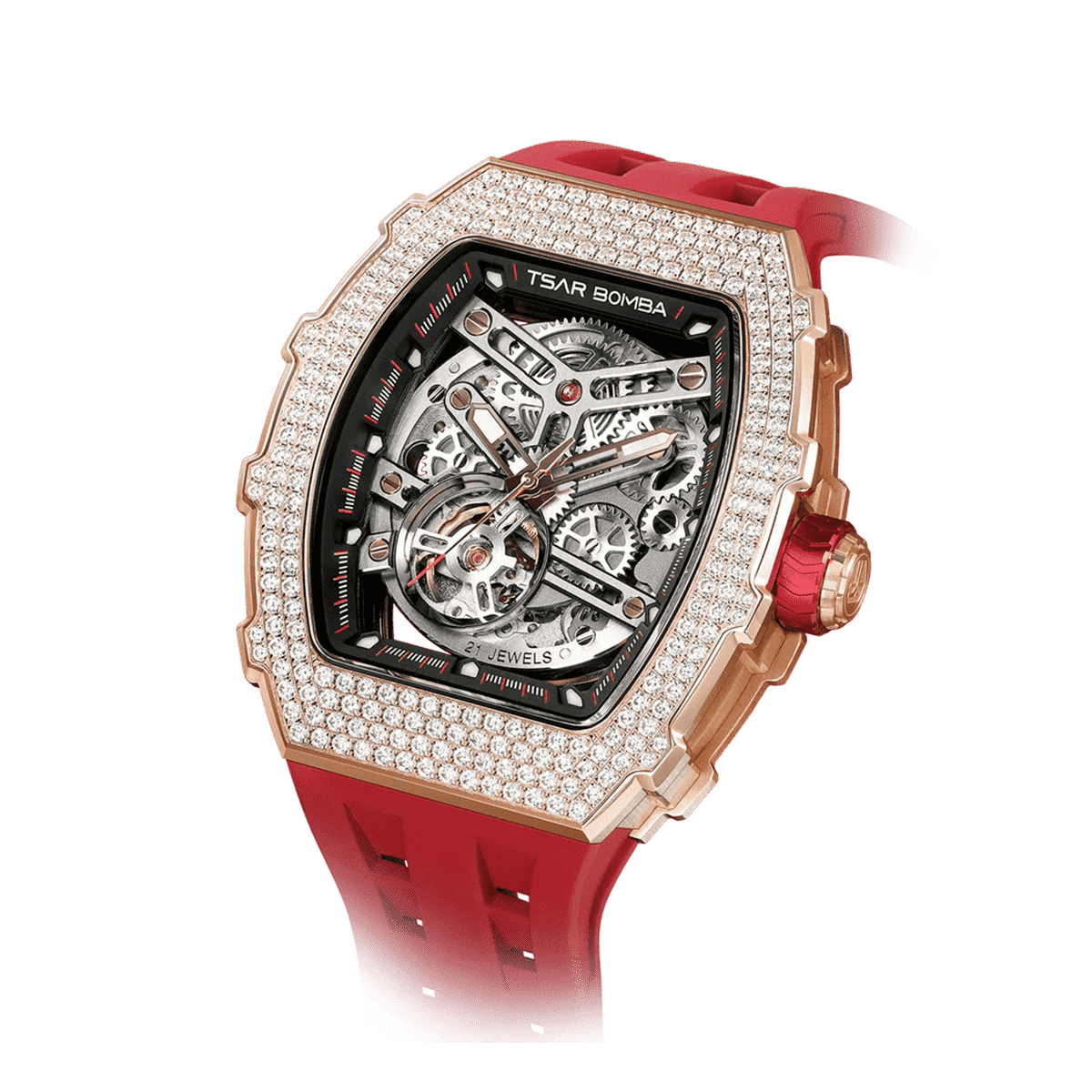 Official TSAR BOMBA Diamond Automatic Skeleton Watch – TB8208D - Top G Watches