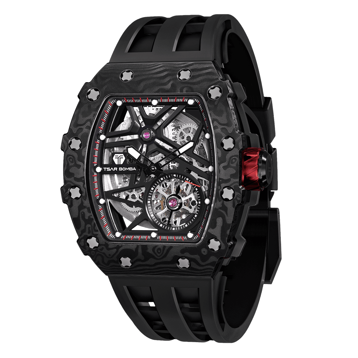 Official TSAR BOMBA Carbon Fibre Automatic Skeleton Watch – TB8209CF