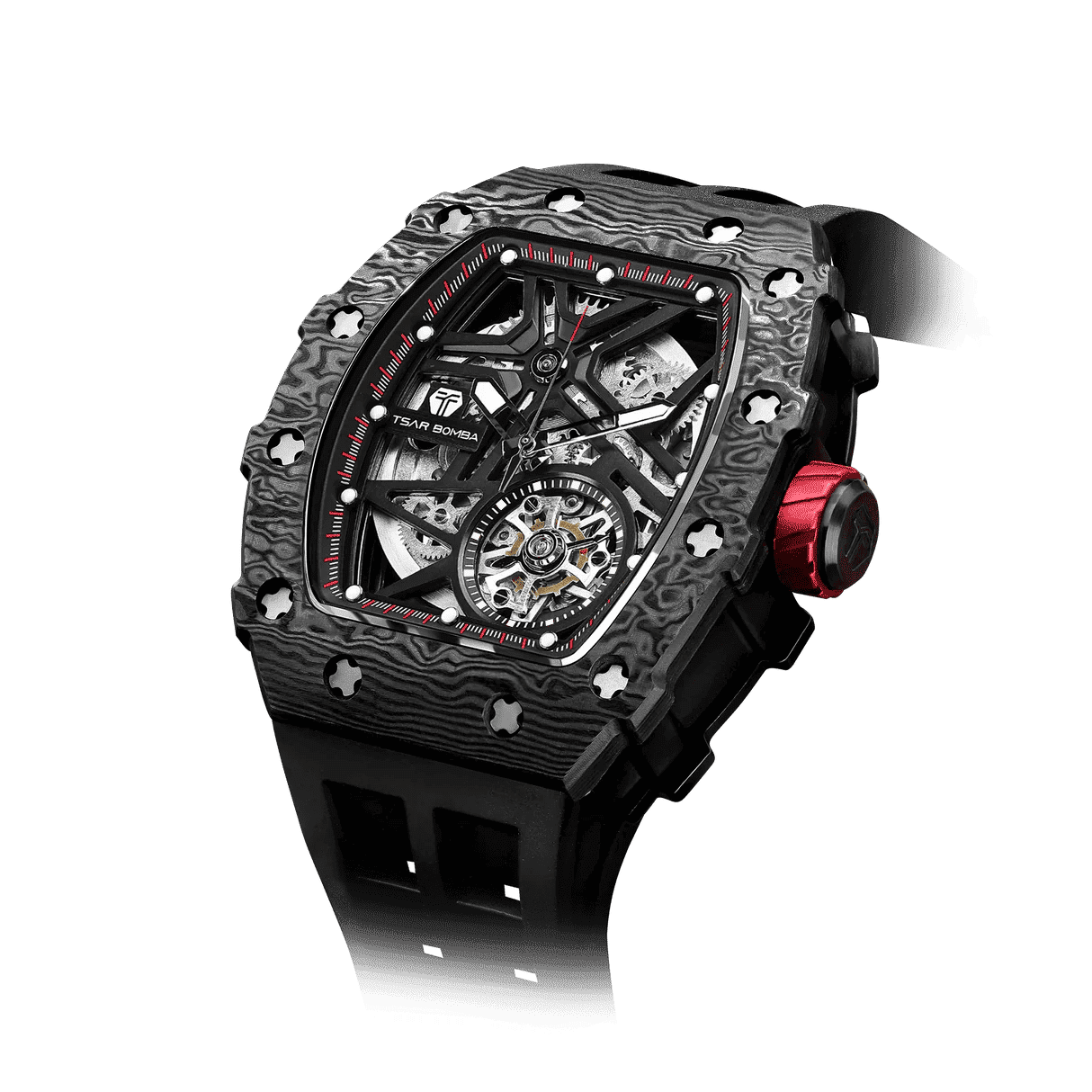 Official TSAR BOMBA Carbon Fibre Automatic Skeleton Watch – TB8209CF