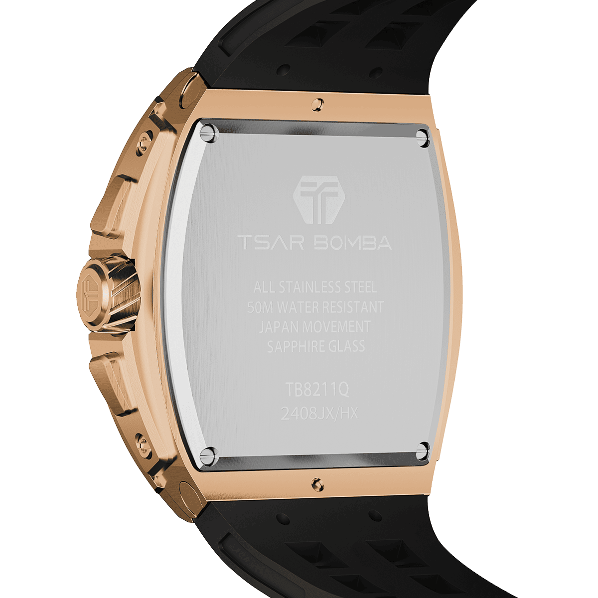 Official TSAR BOMBA Stainless Steel Sapphire Crystal 5ATM Waterproof Quartz Watch - TB8211Q - Top G Watches