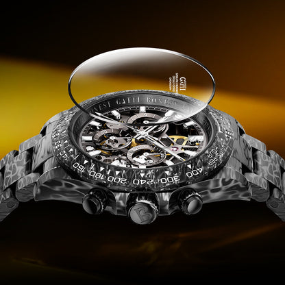 BONEST GATTI BG9014 Carbon Fibre Skeleton Automatic Chronograph Watch