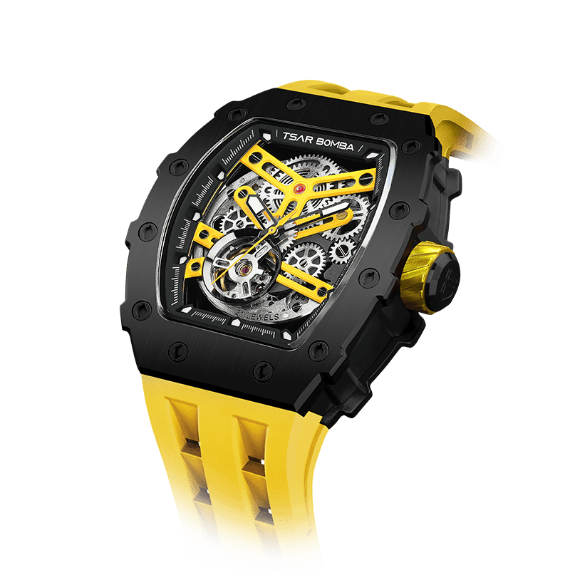 Official TSAR BOMBA Stainless Steel Automatic Skeleton Watch – TB8208A