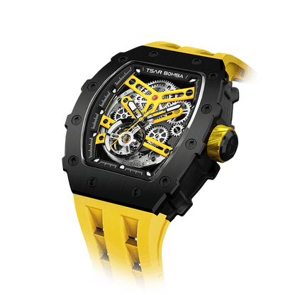 Official TSAR BOMBA Stainless Steel Automatic Skeleton Watch – TB8208A
