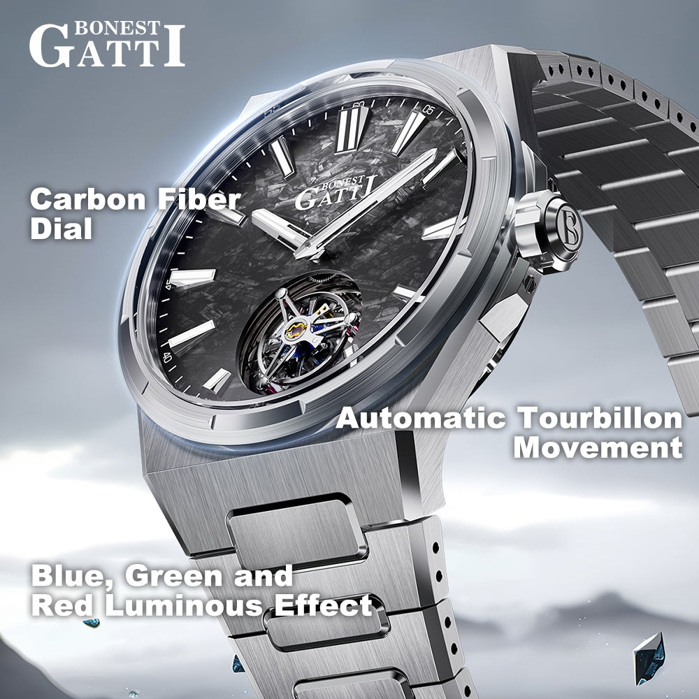 Bonest Gatti BG7006 Carbon Fiber – Luminous Tourbillon Automatic Sapphire Watch - Top G Watches