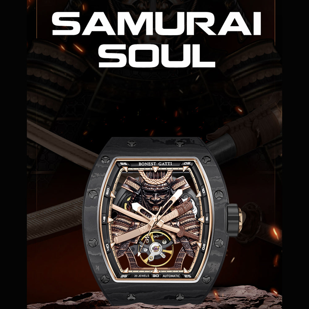 Bonest Gatti BG9008 Phantom Black – Carbon Skeleton Tourbillon Automatic Watch - Top G Watches