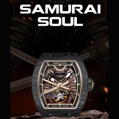 Bonest Gatti BG9008 Phantom Black – Carbon Skeleton Tourbillon Automatic Watch - Top G Watches