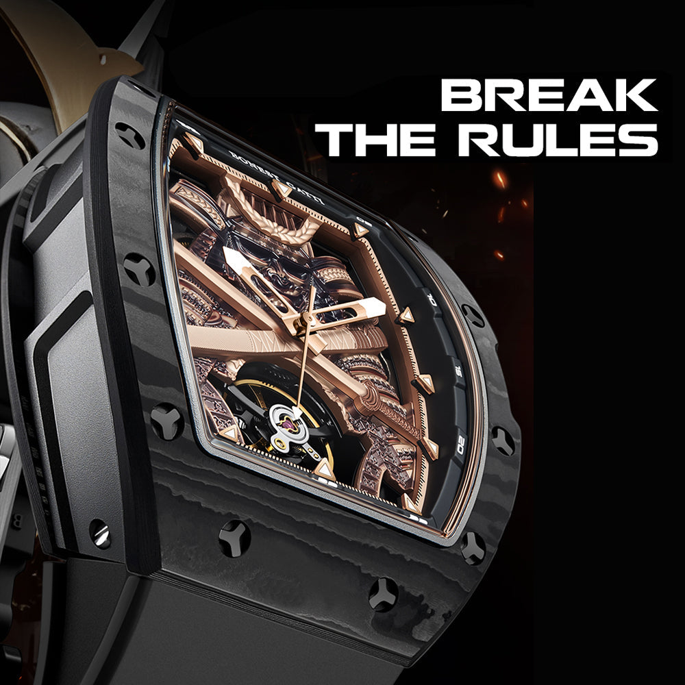 Bonest Gatti BG9008 Phantom Black – Carbon Skeleton Tourbillon Automatic Watch - Top G Watches