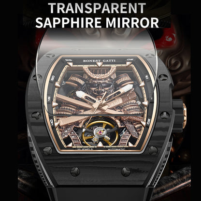 Bonest Gatti BG9008 Phantom Black – Carbon Skeleton Tourbillon Automatic Watch - Top G Watches