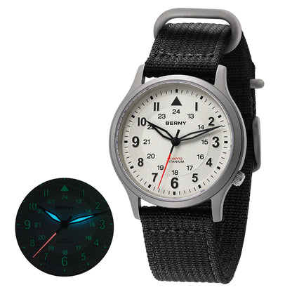 BERNY T2596M Men's Titanium Field Watch | Sapphire Crystal - MIYOTA Quartz