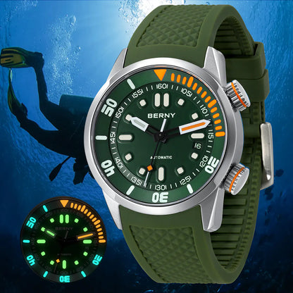 BERNY AM339M V3 Automatic Compressor-Style Diver Watch – 200M Sapphire