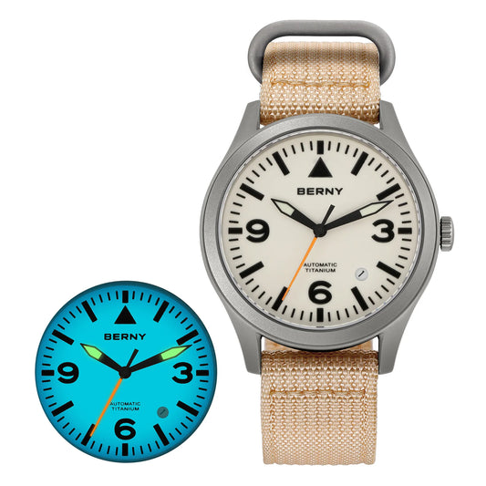 BERNY AMT143M Automatic Titanium Field Watch – Sapphire - Top G Watches