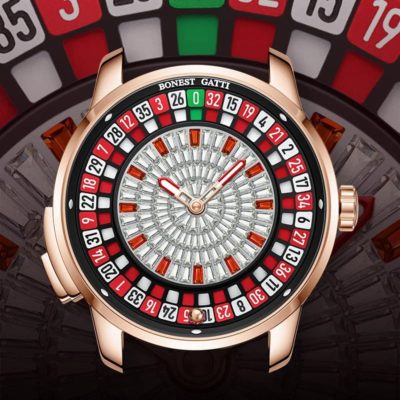 Bonest Gatti BG8004 Casino Roulette Crystal Automatic Watch - Top G Watches