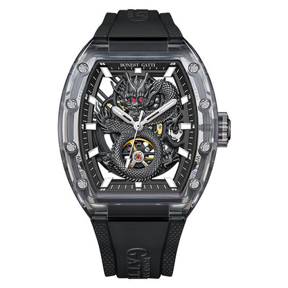 BONEST GATTI BG9980 Dragon Crystal Skeleton Automatic Watch