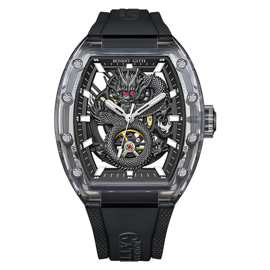 BONEST GATTI BG9980 Dragon Crystal Skeleton Automatic Watch