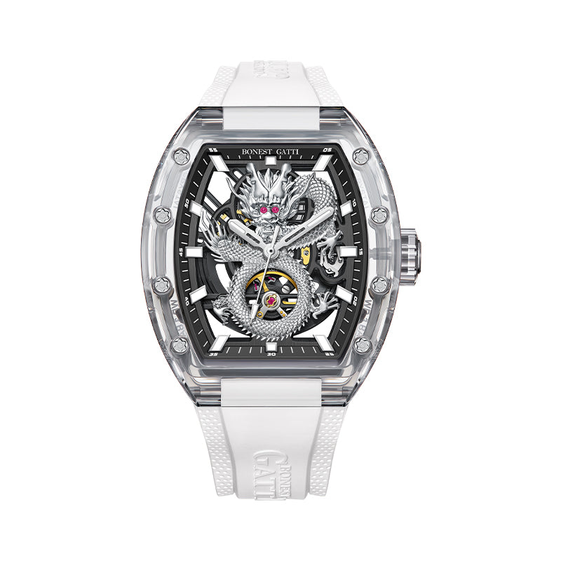 BONEST GATTI BG9980 Dragon Crystal Skeleton Automatic Watch