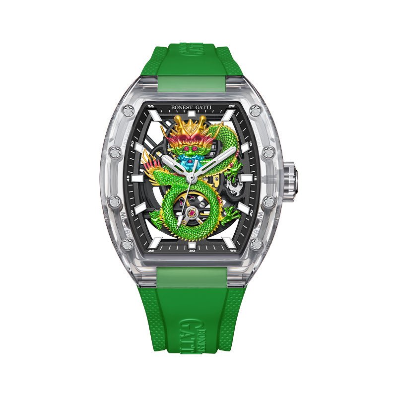 BONEST GATTI BG9980 Dragon Crystal Skeleton Automatic Watch