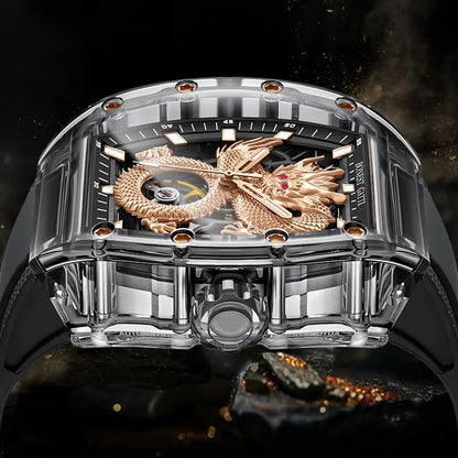 BONEST GATTI BG9980 Dragon Crystal Skeleton Automatic Watch