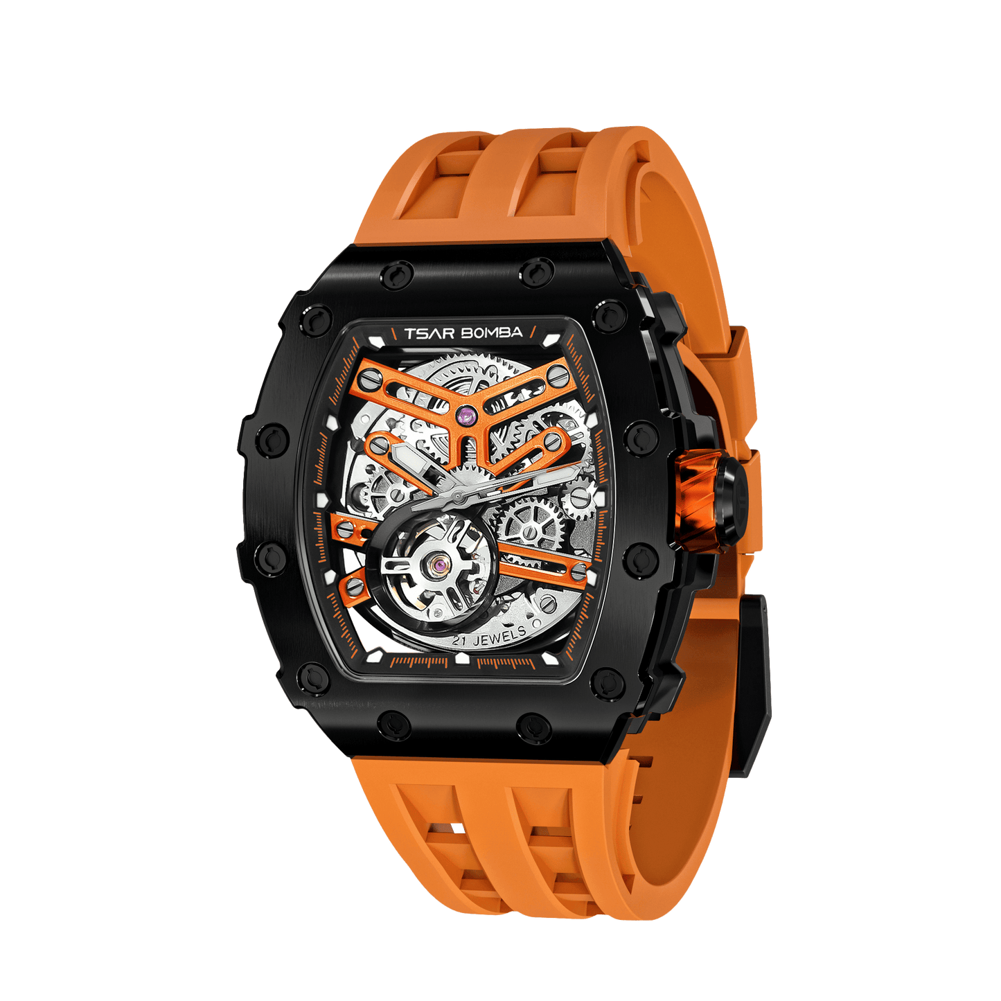 Official TSAR BOMBA Stainless Steel Automatic Skeleton Watch – TB8208A