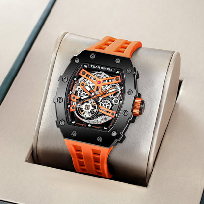 Official TSAR BOMBA Stainless Steel Automatic Skeleton Watch – TB8208A