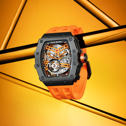 Official TSAR BOMBA Stainless Steel Automatic Skeleton Watch – TB8208A