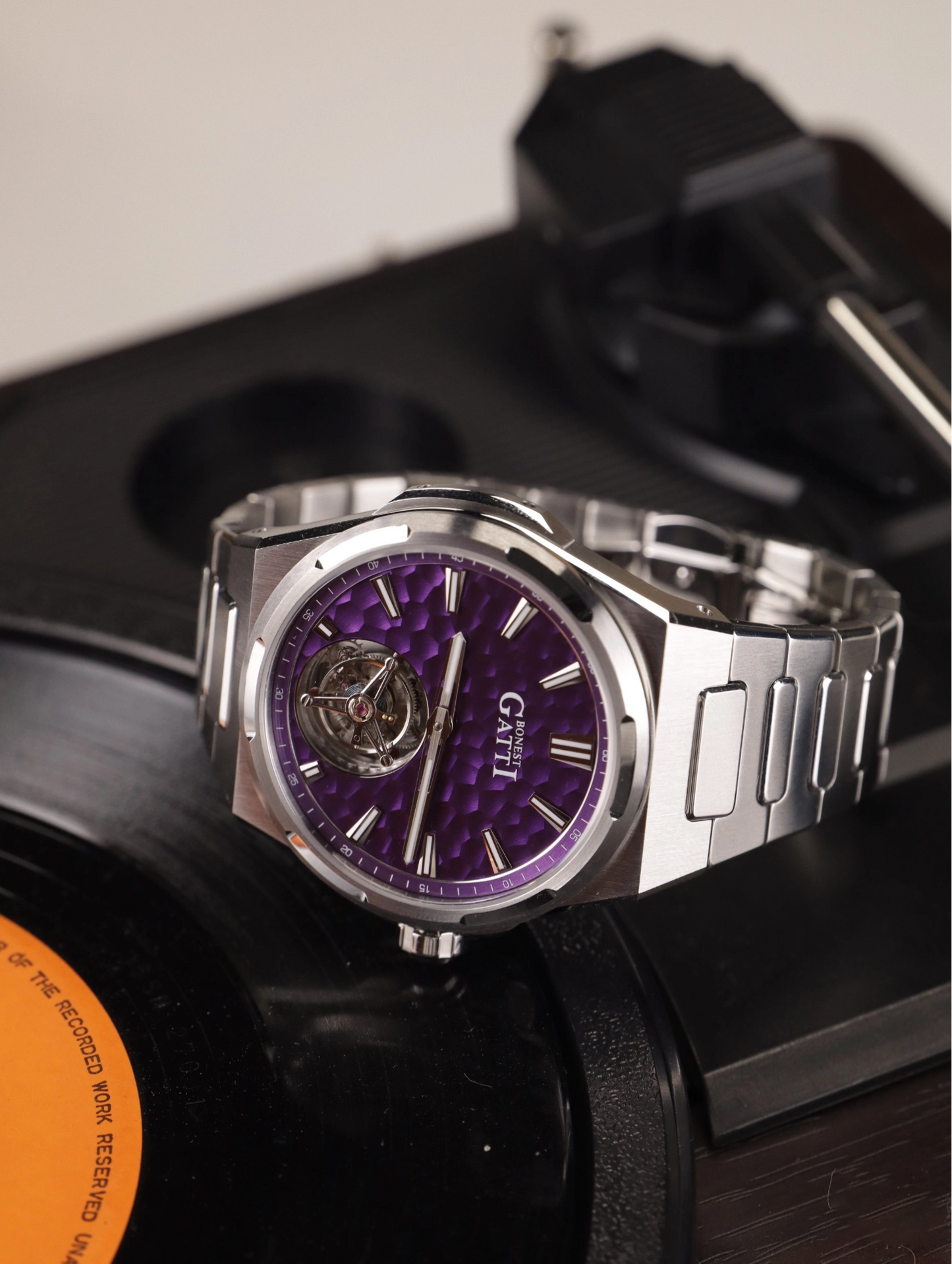 BONEST GATTI Hammer Pattern Automatic Tourbillon Watch Self Wind 80H Power Reserve Sapphire Crystal Luminous Watch BG7005 - Top G Watches