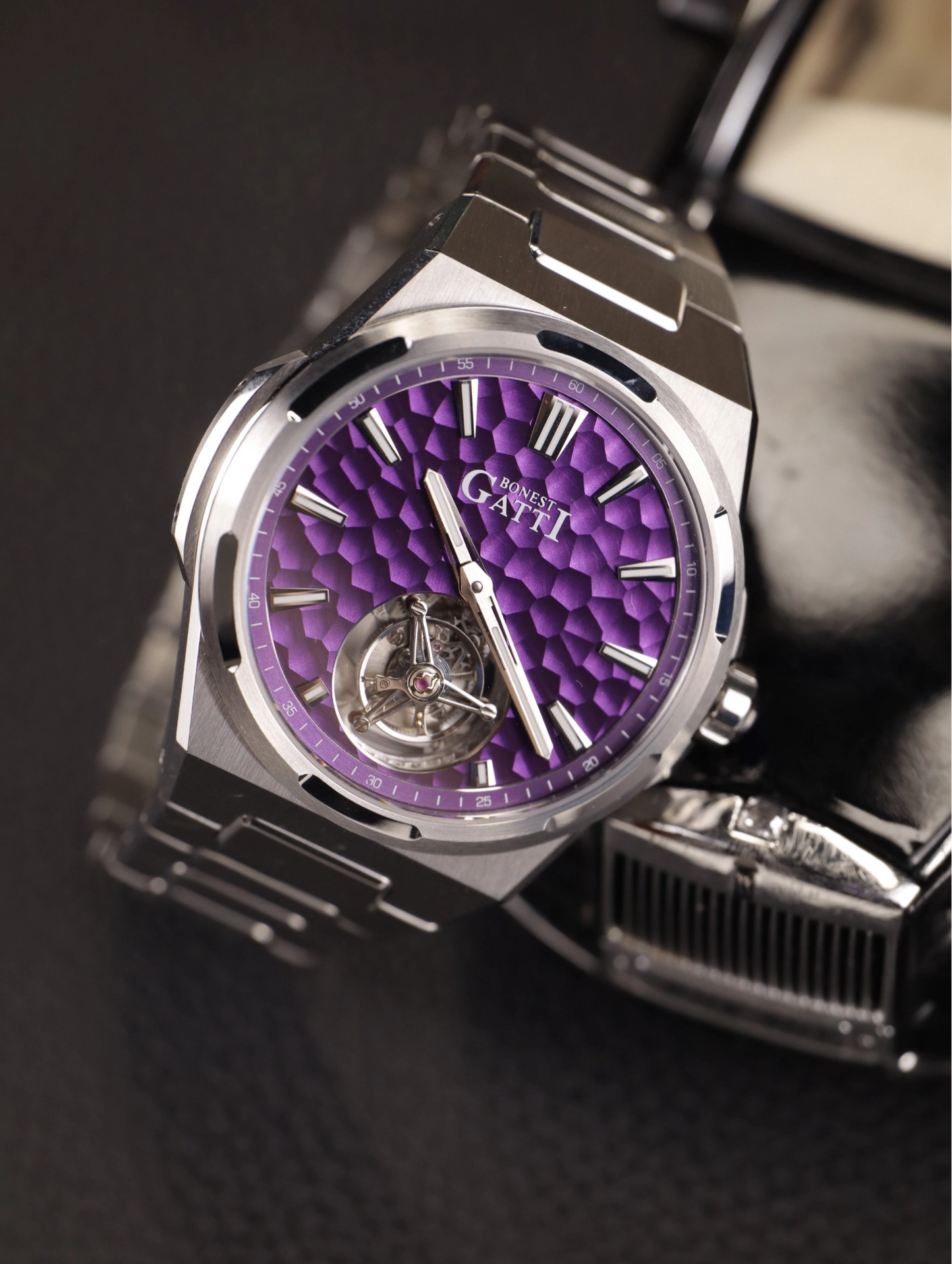 BONEST GATTI Hammer Pattern Automatic Tourbillon Watch Self Wind 80H Power Reserve Sapphire Crystal Luminous Watch BG7005 - Top G Watches