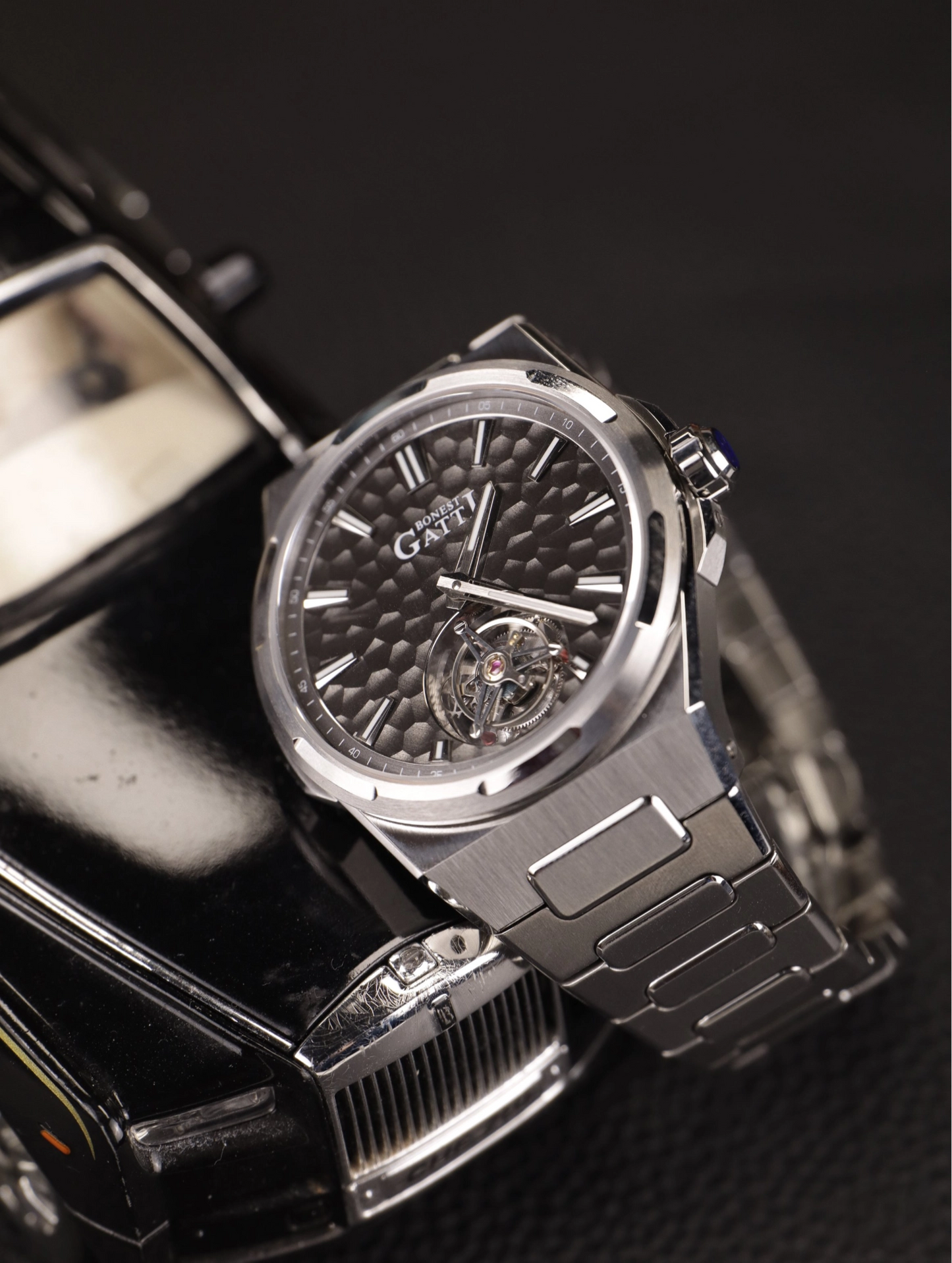 BONEST GATTI Hammer Pattern Automatic Tourbillon Watch Self Wind 80H Power Reserve Sapphire Crystal Luminous Watch BG7005 - Top G Watches