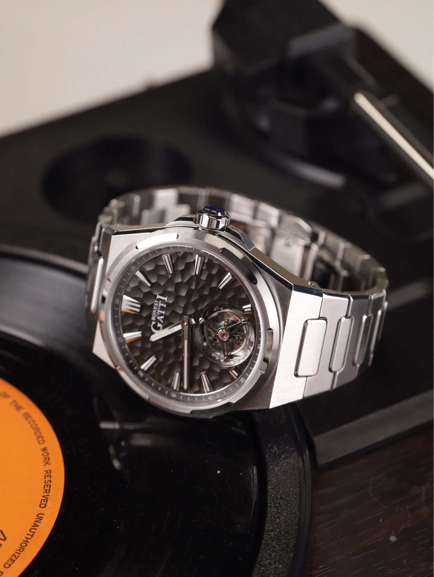 BONEST GATTI Hammer Pattern Automatic Tourbillon Watch Self Wind 80H Power Reserve Sapphire Crystal Luminous Watch BG7005 - Top G Watches